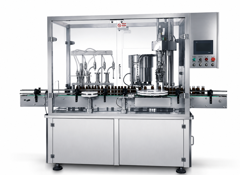 Bottle filling machine with automated capping